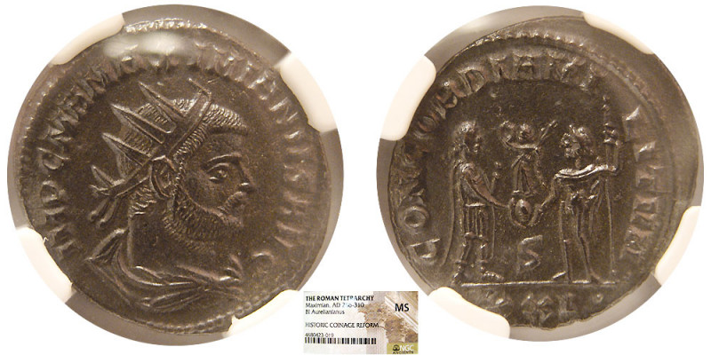 ROMAN EMPIRE. Maximian. AD. 286-310. BI Aurelianianus. NGC-MS. Certificate # 468...