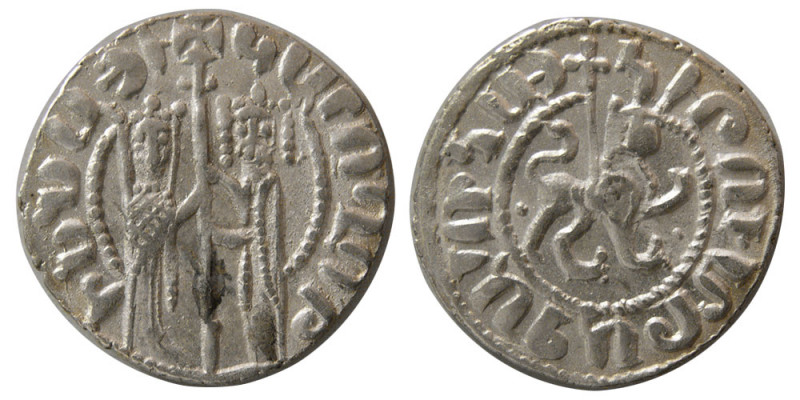 ARMENIA, Hetoum I, with Zabel. 1226-1270. AR Tram (2.98 gm; 21 mm). Zabel and He...