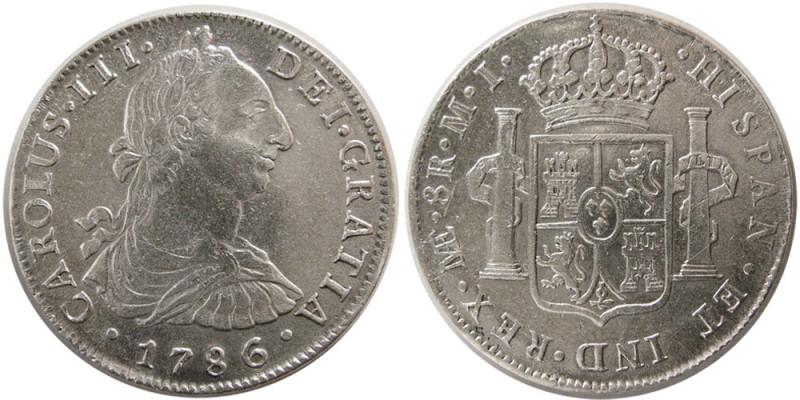 SPANISH COLONIAL, Lima Carlos III. JP-Peru. Silver 8 Reales (27.00 gm; 40 mm). d...