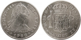 SPANISH COLONIAL, Carlos III. JP-Peru. 1786 Silver 8 Reales