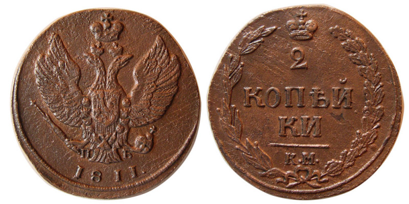 RUSSIA. Alexander I. (1801-1825). AE 2 Kopec (12.90 gm; 29 mm). dated 1811. Bitk...