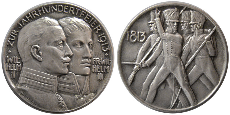 GERMANY, Wilhelm II. 1888-1918. Silver Medal (17.50 gm; 33 mm). dated 1913. Choi...