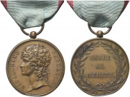 NAPOLI. Gioacchino Napoleone Murat, 1808-1815. 
Medaglia Premio con appicagnolo per meriti militari opus anonimo. Æ gr. 21,08 mm 34
Dr. GIOACCHINO N...