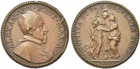 ROMA. Alessandro VII (Fabio Chigi), 1655-1667.
Medaglia a. I opus G. Morone. Æ gr. 12,94 mm. 30,7
Dr. ALEXAN VII PONT MAX A I. Busto a d., con camau...