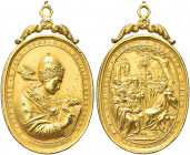 ROMA. Gregorio XVI (Bartolomeo Alberto Cappellari), 1831-1846.
Medaglia ovale 1831 opus G. Cerbara Æ dorato gr. 53,73 mm. 61x47,3
Dr. S GREGORIO MAG...
