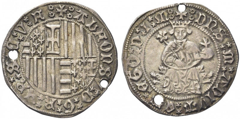 AQUILA (L'). Alfonso I d’Aragona, 1442-1458.
Carlino. Ag gr. 3,40
Dr. ALFONSV ...