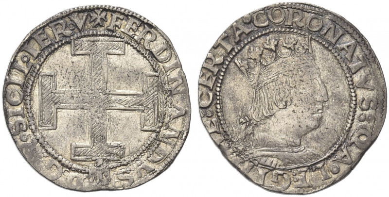 AQUILA (L'). Ferdinando I d’Aragona (Ferrante), 1458-1494.
Coronato. Ag gr. 3,9...