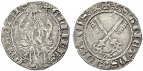 AVIGNONE. Clemente VII Antipapa (Robert dei Conti del Genevois), 1378-1394.
Grosso. Ag gr. 2,33
Dr. CLEMENS - P P SEPTHS. L’Antipapa seduto in trono...