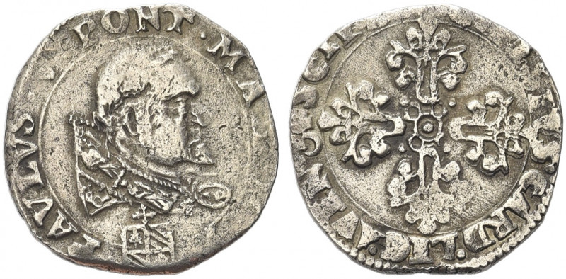 AVIGNONE. Paolo V (Camillo Borghese), 1605-1621.
Mezzo Franco 1609. Ag gr. 6,48...