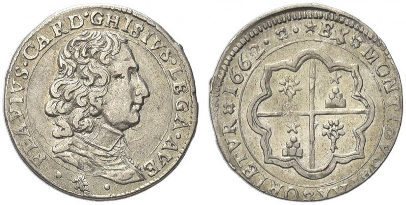 AVIGNONE. Alessandro VII (Fabio Chigi), 1655-1667.
Luigino 1662. Ag gr. 2,32
D...