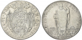 BOLOGNA. Pio VI (Giannangelo Braschi), 1775-1799.
Scudo Romano da 100 Bolognini 1777 a. III. Ag gr. 26,33
Dr. PIVS VI PON - MAX AN III. Stemma ovale...
