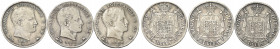 BOLOGNA. Napoleone I Re d’Italia, 1805-1814.
Lotto di 3 pezzi Lira 1808 I Tipo (2) e uno del 1811 II Tipo, puntali aguzzi. Ag gr. 14,81 totali
Dr. T...