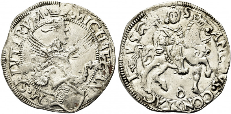 CARMAGNOLA. Michele Antonio di Saluzzo, 1504-1528.
Cavallotto. Ag gr. 5,15
Dr....