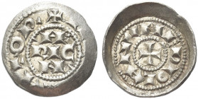 MILANO. Enrico III, IV e V di Franconia imperatori e re d'Italia, 1039-1125.
Denaro scodellato. Ag gr. 0,69
Dr. IMPERATOR. H / RIC / N. Iscrizione d...