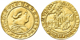 MILANO. Francesco Sforza, IV Duca di Milano, 1450-1466.
Ducato. Au gr. 3,47
Dr. (biscia) FRANCISChVS SFORTIA VIC. Busto a d., a testa nuda e corazza...