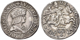 MILANO. Luigi XII d’Orleans, Re di Francia e Duca di Milano, 1500-1513. 
Testone. Ag gr. 9,61
Dr. LVDOVICVS D G FRANCORVM REX. Busto con berretto co...