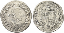 MILANO. Filippo II di Spagna, Duca di Milano, 1556-1598.
Scudo d'argento 1588. Ag gr. 31,80
Dr. PHILIPPVS REX HISPANIARVM. Busto corazzato a d., ai ...