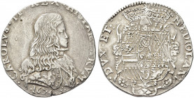 MILANO. Carlo II di Spagna, Duca di Milano, 1676-1700.
Filippo 1676. Ag gr. 27,58
Dr. CAROLVS II REX HISPANIARVM. Busto corazzato a d.
Rv. MEDIOLAN...