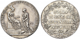 MILANO. Repubblica Cisalpina, 1800-1802.
Scudo da 6 Lire (1799-1800) a. VIII. Ag gr. 23,04
Dr. ALLA NAZ FRAN - LA REP CISAL RICONOSCENTE. Allegoria ...