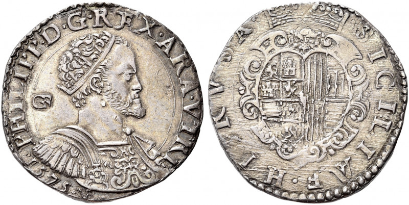 NAPOLI. Filippo II di Spagna, Re di Napoli e di Sicilia, 1554-1598.
Mezzo Ducat...