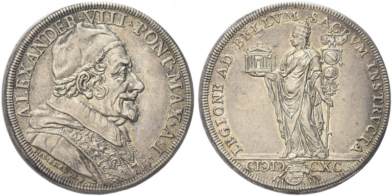 ROMA. Alessandro VIII (Pietro Ottoboni), 1689-1691.
Piastra 1690 a. I. Ag gr. 3...