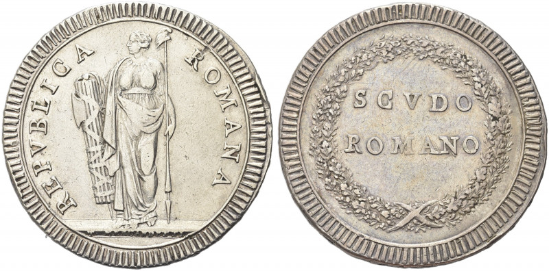 ROMA. Prima Repubblica Romana, 1798-1799.
Scudo romano. Ag gr. 26,07
Dr. REPVB...