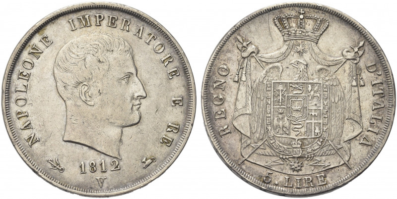 VENEZIA. Napoleone I Re d’Italia, 1805-1814.
5 Lire 1812, II Tipo, puntali aguz...