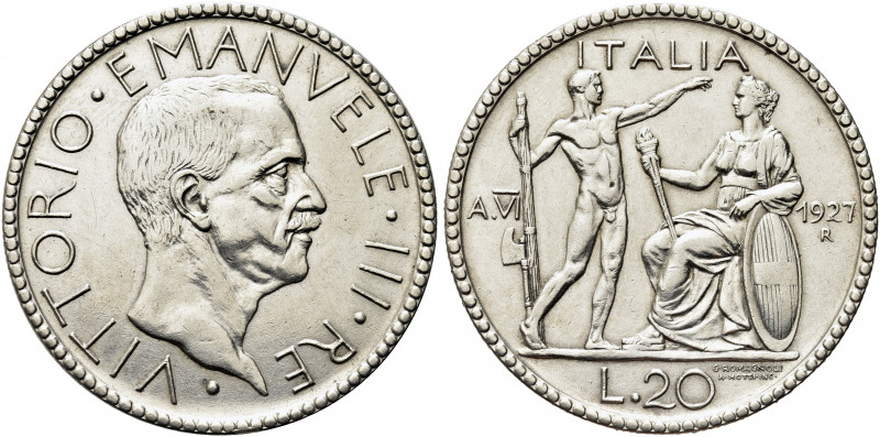 REGNO D’ITALIA. Vittorio Emanuele III, 1900-1943.
20 Lire 1927 a. VI Roma, Litt...