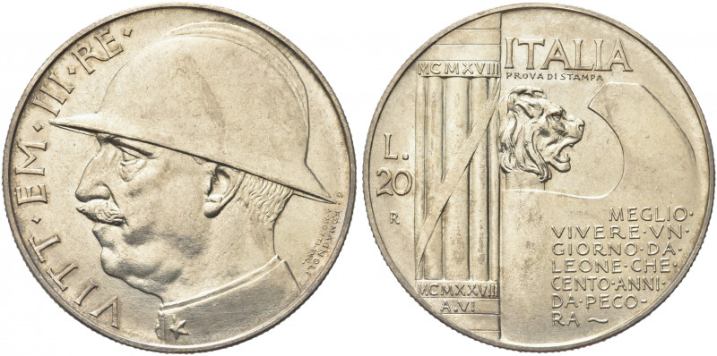 REGNO D’ITALIA. Vittorio Emanuele III, 1900-1943.
20 Lire 1928 a. VI Roma PROVA...