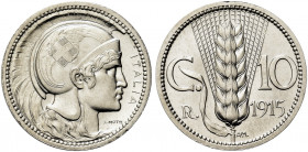 REGNO D’ITALIA. Vittorio Emanuele III, 1900-1943.
Progetto 10 Centesimi 1915, bordo liscio. Ni gr. mm. 19
Dr. ITALIA Testa elmata volta verso d; sot...