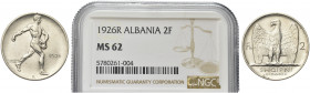 ALBANIA. Re Zogu I, 1925-1939.
2 Franga 1926, zecca di Roma. Ag 
Dr. Seminatore in cammino verso d. nell'atto di spargere le sementi.
Dr. Aquila ad...