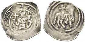 AUSTRIA. Bernhard, 1202-1256.
Pfenning, St. Veit. Ag gr. 1,09
Dr. Il duca stante regge croce e bandiera.
Rv. Agnello pasquale.
CNA CB 18A.
BB