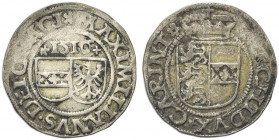 AUSTRIA. Massimiliano I, 1493-1519.
1/2 Batzen 1516, St. Veit. Ag gr. 1,94
Dr. MAXIMILIANVS DEI GRACI. Scudi affiancati; sopra, data.
Rv. ARCHIDVX ...