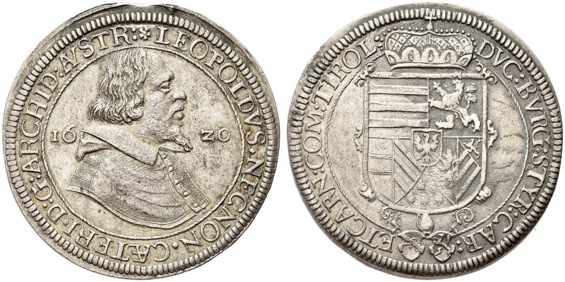 AUSTRIA. Leopoldo V Arciduca, 1619-1632.
Tallero 1620, Hall. Ag gr. 28,41
Dr. ...