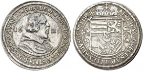 AUSTRIA. Leopoldo V Arciduca, 1619-1632.
Tallero 1621, Hall. Ag gr. 28,04
Dr. LEOPOLDVS D G ARCHID AVSTRIAE DVX BVRG S CAES M ET RELIQ. Busto a s.; ...
