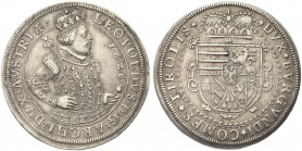 AUSTRIA. Leopoldo V Arciduca, 1619-1632.
Tallero 1626, Hall. Ag gr. 28,06
Dr. LEOPOLDVS D G ARCHI DVX AVSTRIAE. Mezzo busto dell’Imperatore coronato...