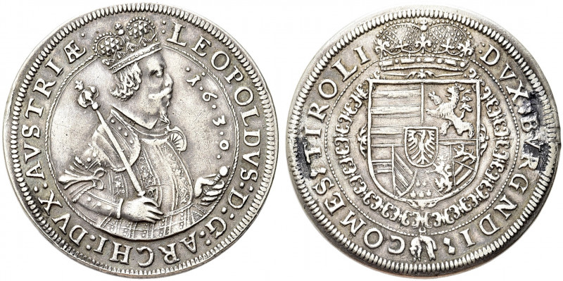 AUSTRIA. Leopoldo V Arciduca, 1619-1632.
Tallero 1630, Hall. Ag gr. 28,42
Dr. ...