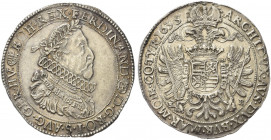 AUSTRIA. Ferdinando III, 1637-1657.
Tallero 1635 KB, Kremnitz. Ag gr. 28,64
Dr. FERDINAND D G RO I S AVGGER HV BOH REX. Busto laureato e corazzato a...