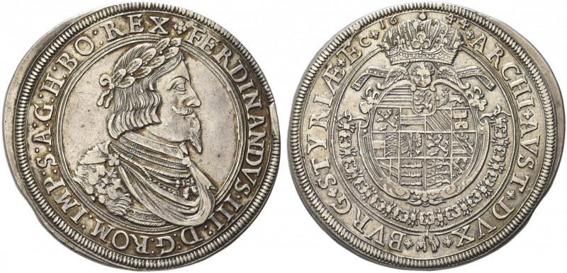 AUSTRIA. Ferdinando III, 1637-1657.
Tallero 1644, Graz. Ag gr. 27,10
Dr. FERDI...