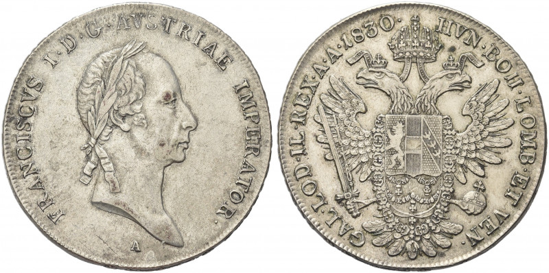 AUSTRIA. Francesco I, 1804-1835.
Tallero 1830 A, Vienna. Ag gr. 27,93
Dr. Test...