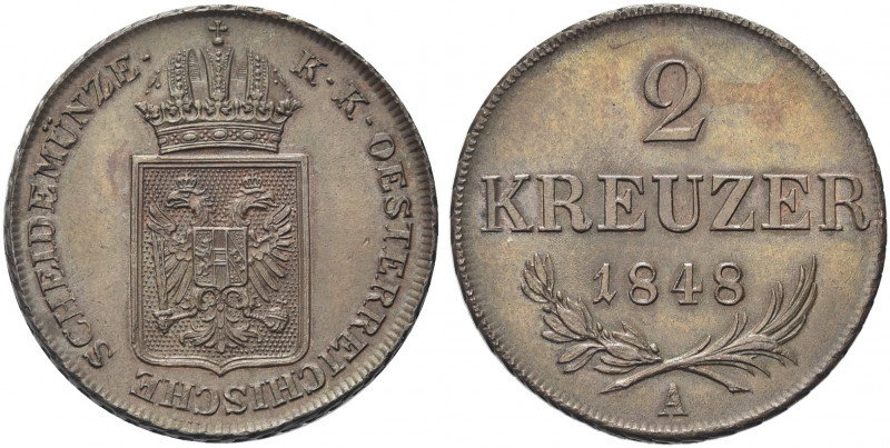 AUSTRIA. Francesco Giuseppe, 1848-1916.
2 Kreuzer 1848 A, Vienna. Æ gr. 17,00
...