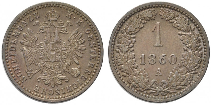 AUSTRIA. Francesco Giuseppe, 1848-1916.
1 Kreuzer 1860 A, Vienna. Æ gr. 3,48
D...