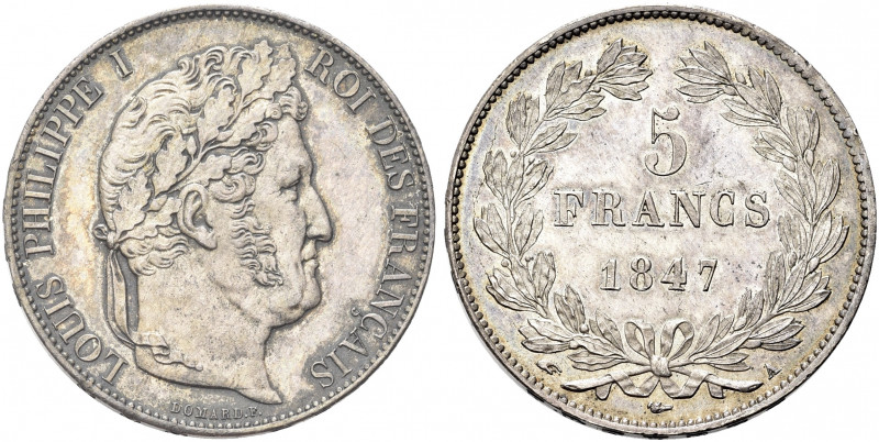 FRANCIA. Luigi Filippo I, 1830-1848.
5 Franchi 1847, A Parigi. Ag gr. 24,89
Dr...