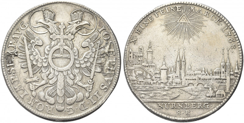 GERMANIA. Giuseppe II, 1765-1790.
Norimberga città libera. Tallero 1768. Ag gr....