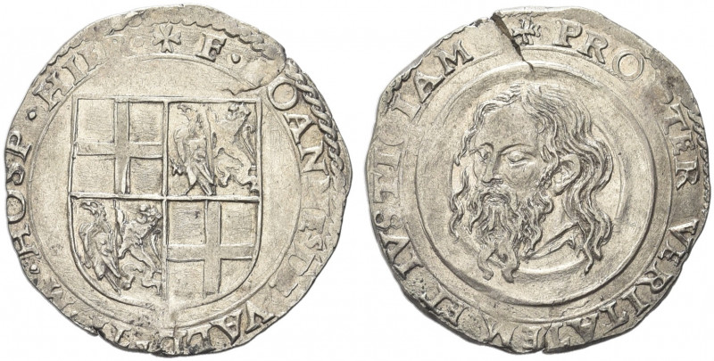 MALTA. Jean de la Valette, 1557-1568.
4 Tarì. Ag gr. 11,60
Dr. F IOANNES DE VA...