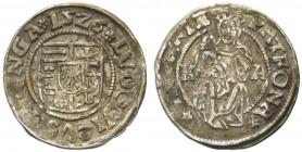 UNGHERIA. Ludovico II, 1516-1526.
Denaro 1526. Ag gr. 0,48
Dr. Scudo d’Ungheria.
Rv. Madonna in trono.
BB