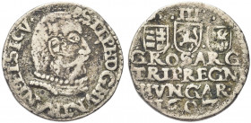UNGHERIA. Stephen Bocskai, 1605-1606.
3 groschen 1607. Ag gr. 2,82
Dr. STEPH DG HVN TRAN P ET SI CV. Busto a d.
Rv. III,sotto:tre stemmi,in basso:G...