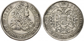 UNGHERIA. Leopoldo I, 1657-1705.
Tallero 1692 KB, Kremnitz. Ag gr. 28,39
Dr. LEOPOLDVS - D G RO I S AVG GER - HV BO REX. Busto laureato, corazzato a...