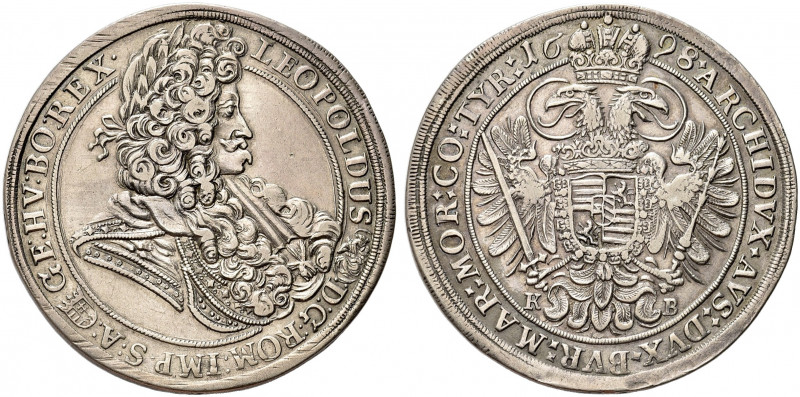 UNGHERIA. Leopoldo I, 1657-1705.
Tallero 1698 KB, Kremnitz. Ag gr. 28,47
Dr. L...