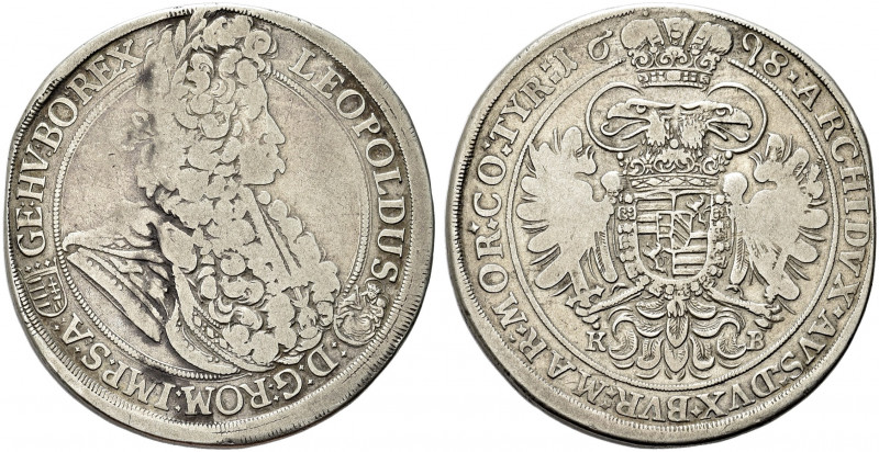 UNGHERIA. Leopoldo I, 1657-1705.
Tallero 1698 KB, Kremnitz. Ag gr. 27,67
Dr. L...
